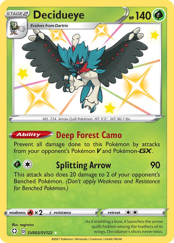 Decidueye SV003/SV122 - Pokemon TCG Shining Fates: Shiny Vault card