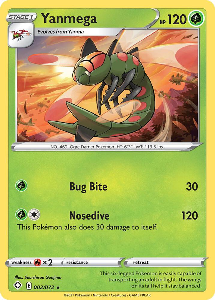 Yanmega 002/072 - Pokemon TCG Shining Fates card