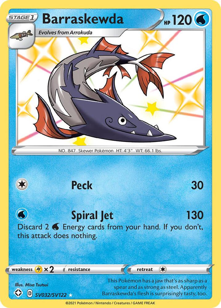 Barraskewda SV032/SV122 - Pokemon TCG Shining Fates: Shiny Vault card