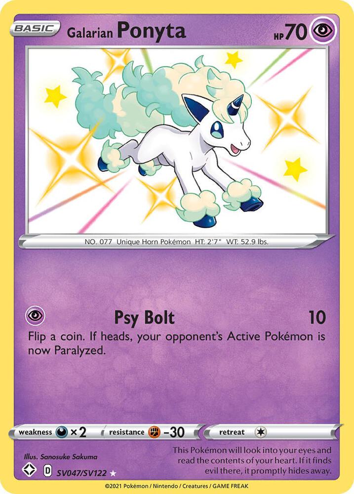 Galarian Ponyta SV047/SV122 - Pokemon TCG Shining Fates: Shiny Vault card