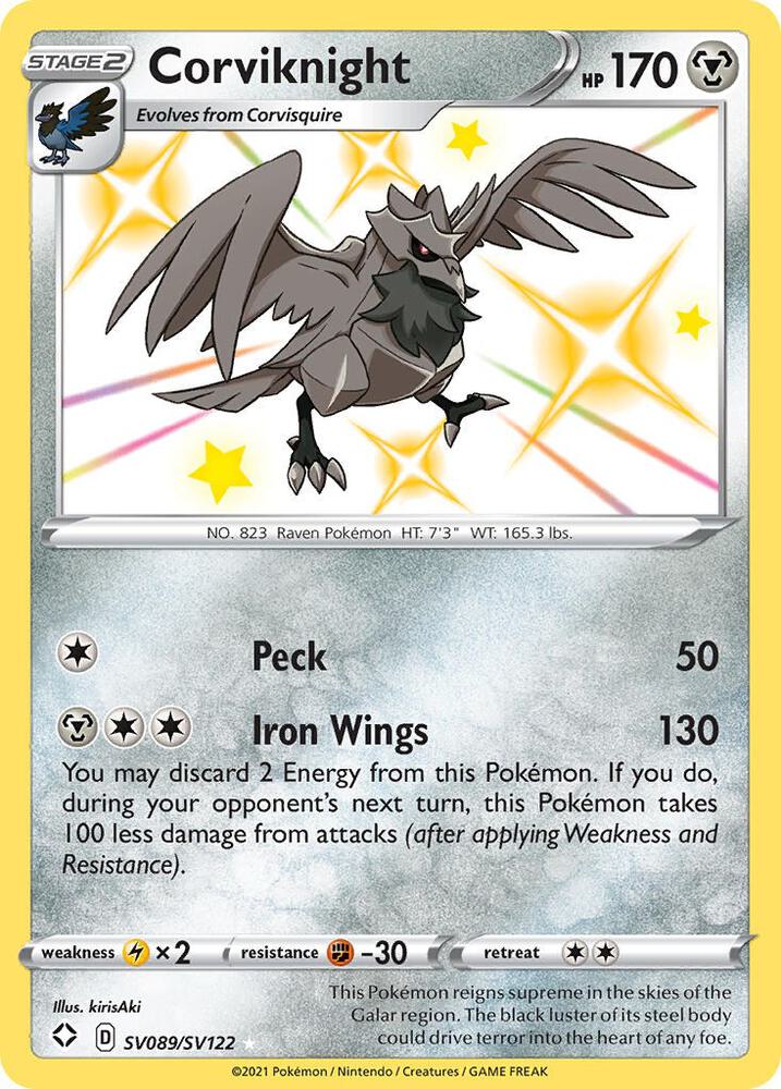 Corviknight SV089/SV122 - Pokemon TCG Shining Fates: Shiny Vault card