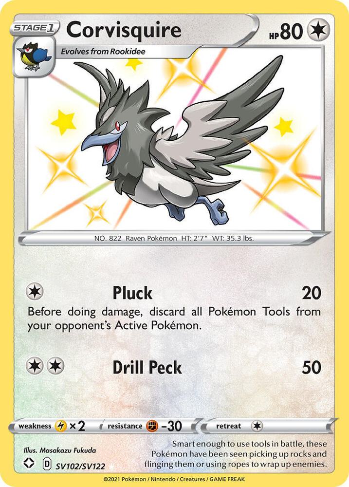 Corvisquire SV102/SV122 - Pokemon TCG Shining Fates: Shiny Vault card