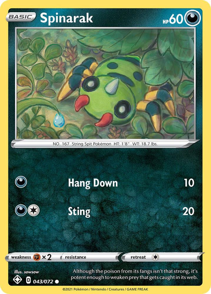 Spinarak 043/072 - Pokemon TCG Shining Fates card