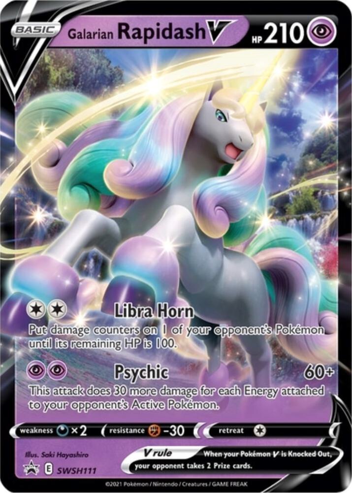 Galarian Rapidash V SWSH111, Sword & Shield Promos, Holo, English Pokémon TCG card