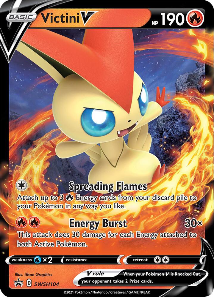 Victini V SWSH104, Sword & Shield Promos, Holo, English Pokémon TCG card