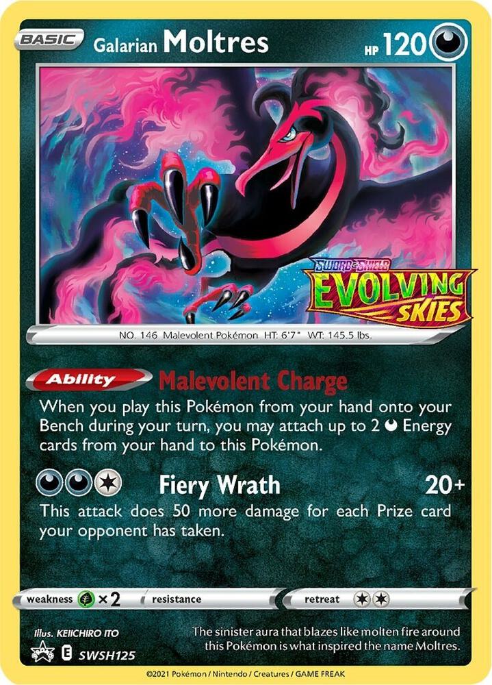 Galarian Moltres (Prerelease) SWSH125, Sword & Shield Promos, Holo, English Pokémon TCG card