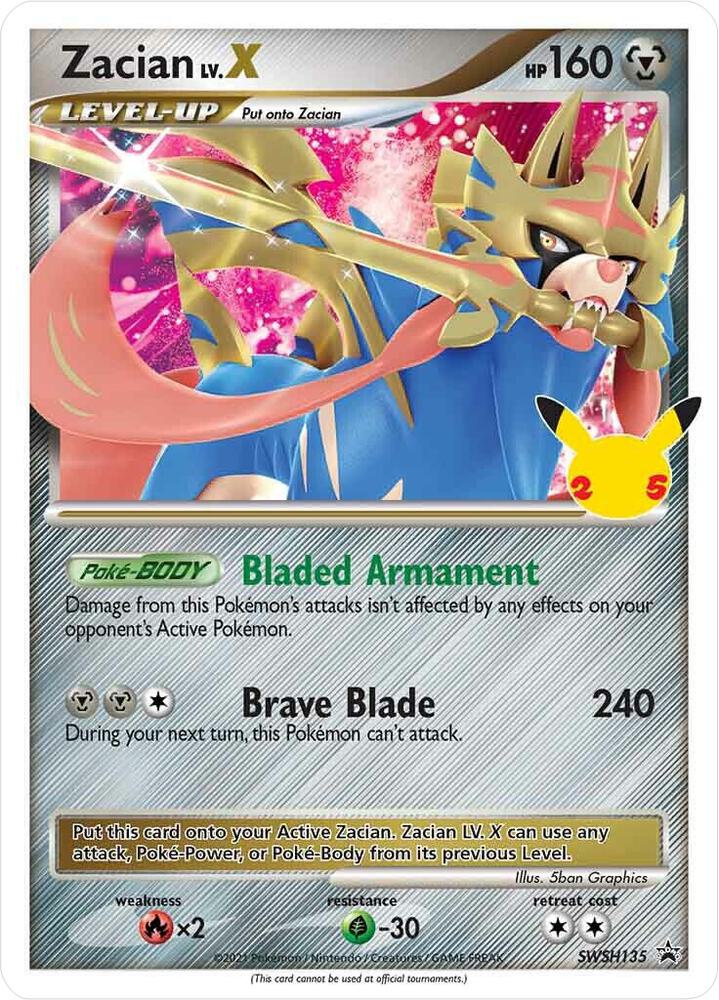 Zacian LV. X SWSH135, Sword & Shield Promos, Holo, English Pokémon TCG card