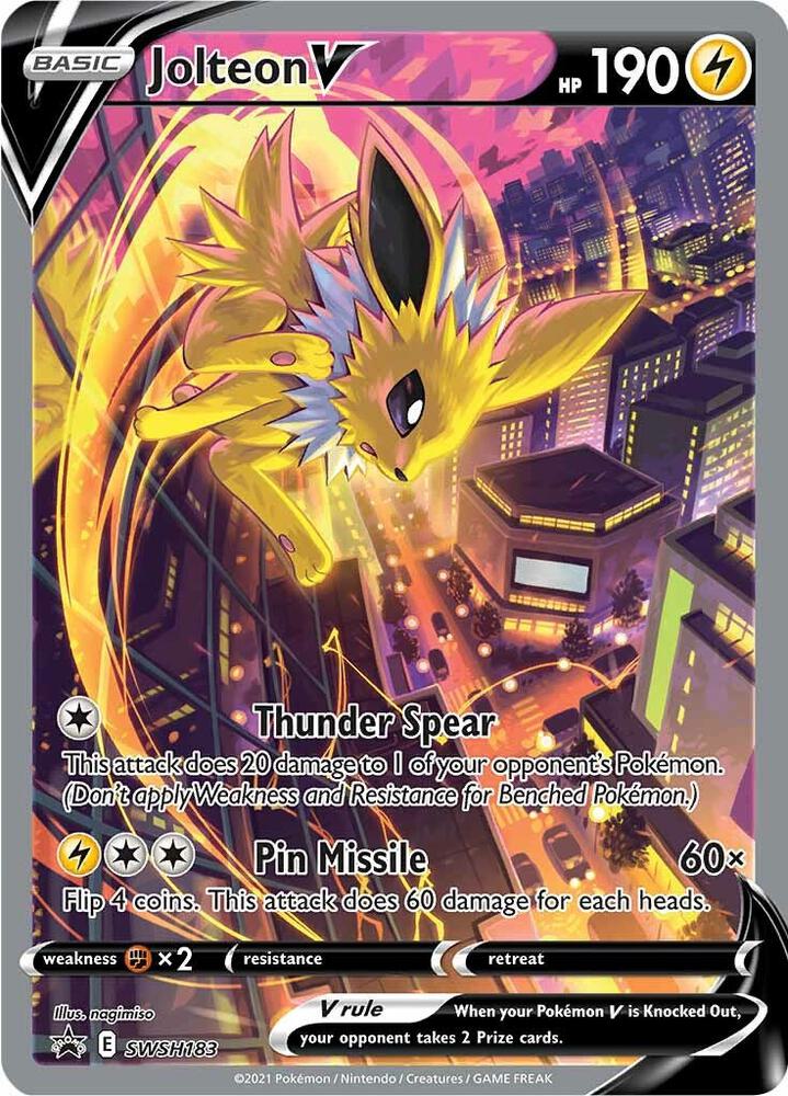 Jolteon V SWSH183, Sword & Shield Promos, Holo, English Pokémon TCG card