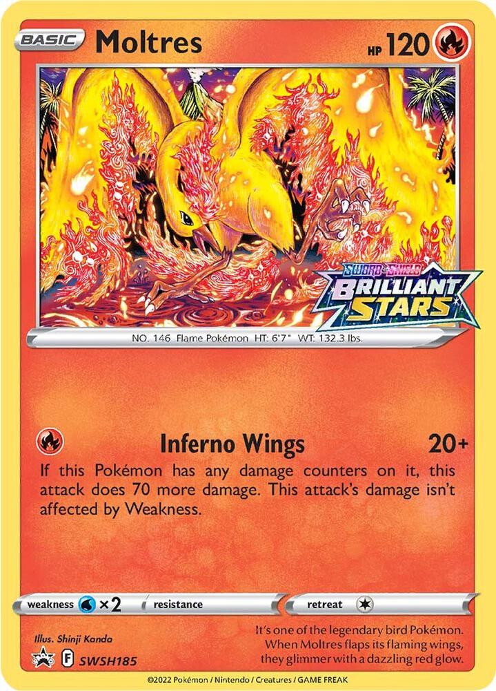 Moltres SWSH185, Sword & Shield Promos, Holo, English Pokémon TCG card