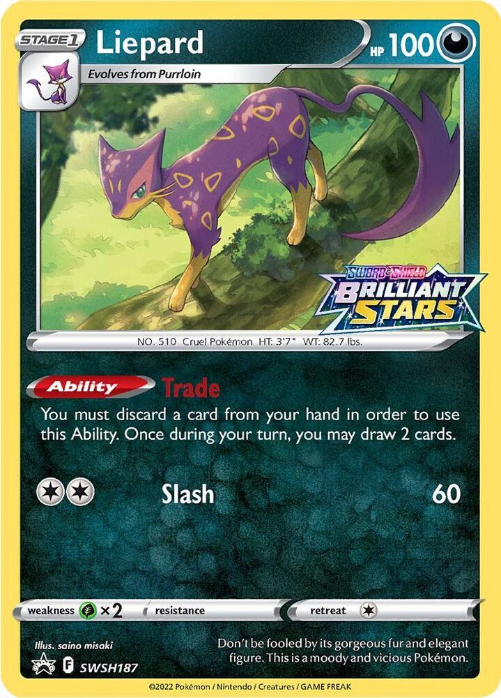 Liepard SWSH187, Sword & Shield Promos, Holo, English Pokémon TCG card