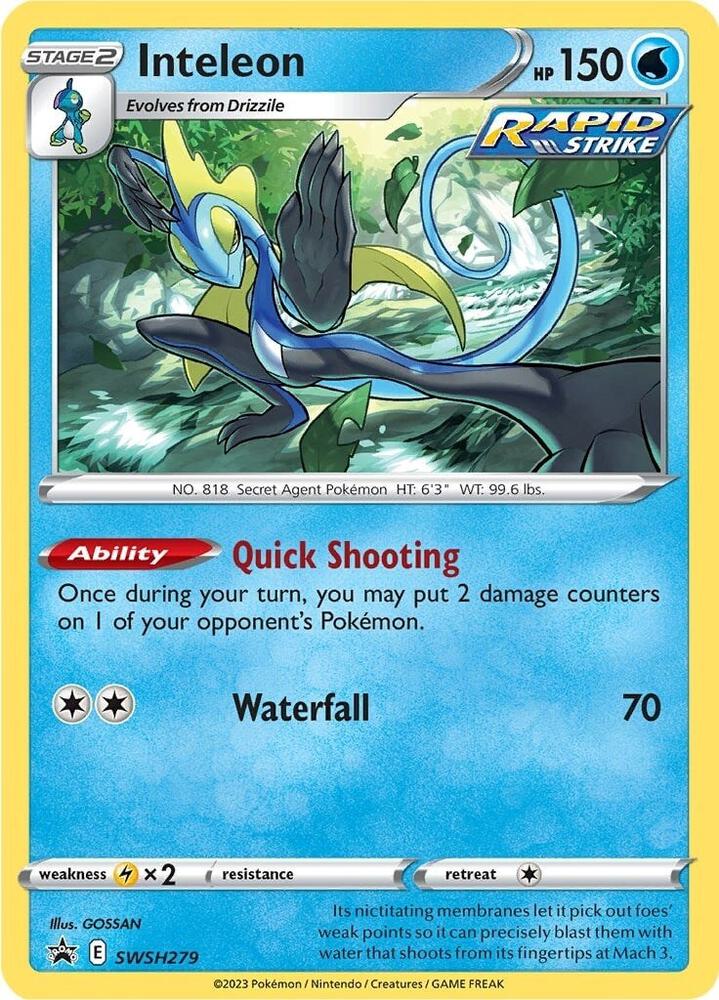 Inteleon SWSH279, Sword & Shield Promos, Holo, English Pokémon TCG card