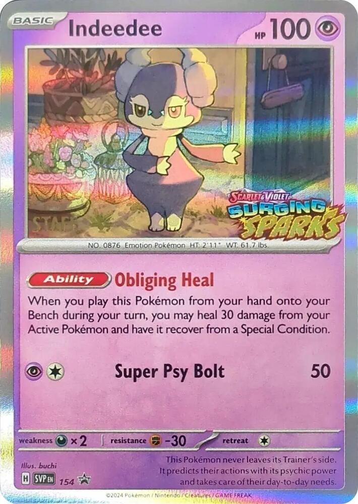 Indeedee (Staff) (Prerelease) 154 - Pokemon TCG Scarlet & Violet Promos card