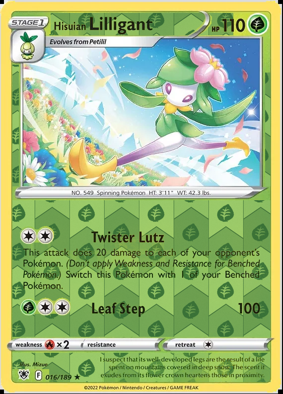 Hisuian Lilligant 016/189, Astral Radiance, Reverse Holo finish, representative matte composite