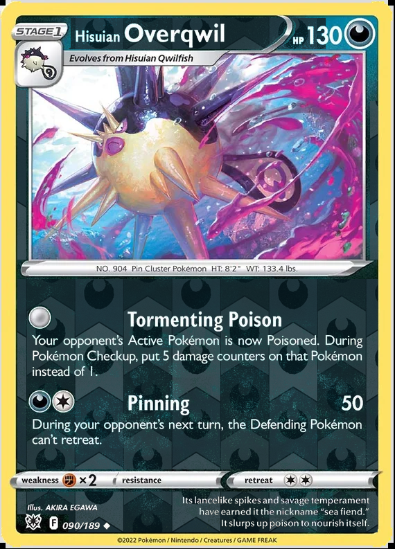 Hisuian Overqwil 090/189, Astral Radiance, Reverse Holo finish, representative matte composite