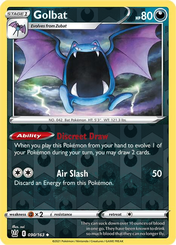 Golbat 090/163, Battle Styles, Reverse Holo finish, representative matte composite