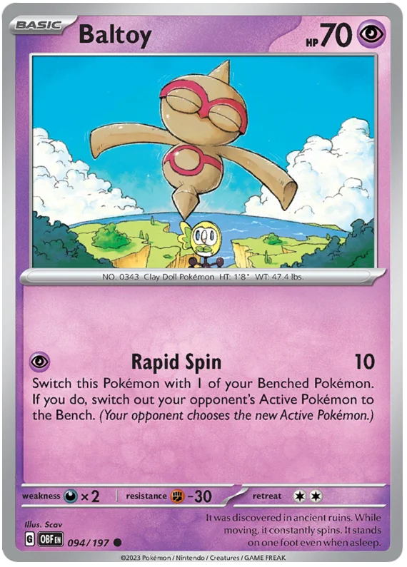 Baltoy Obsidian Flames Single Pokemon Card