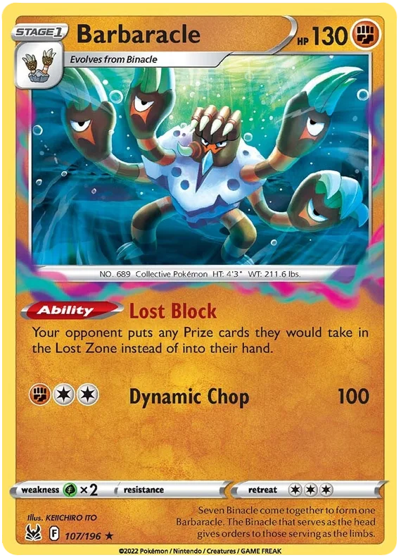 Barbaracle Lost Origin Pokemon Single Card 107/196