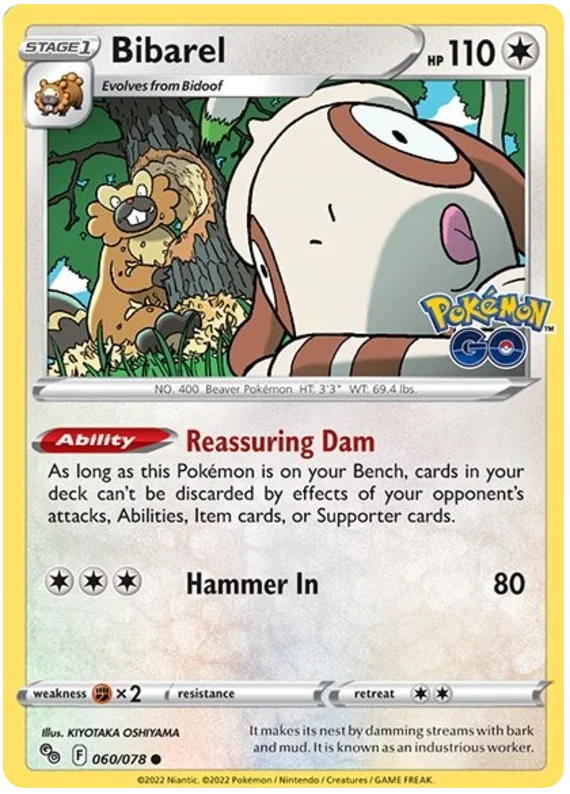 Bibarel Pokemon GO Card Singles 060/078