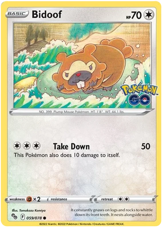 Bidoof Pokemon GO Card Singles 059/078
