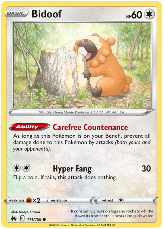 Bidoof Crown Zenith Pokemon Card Single