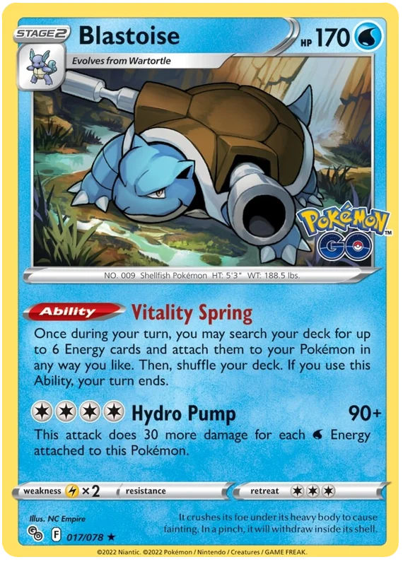 Blastoise Pokemon GO Card Singles 017/078