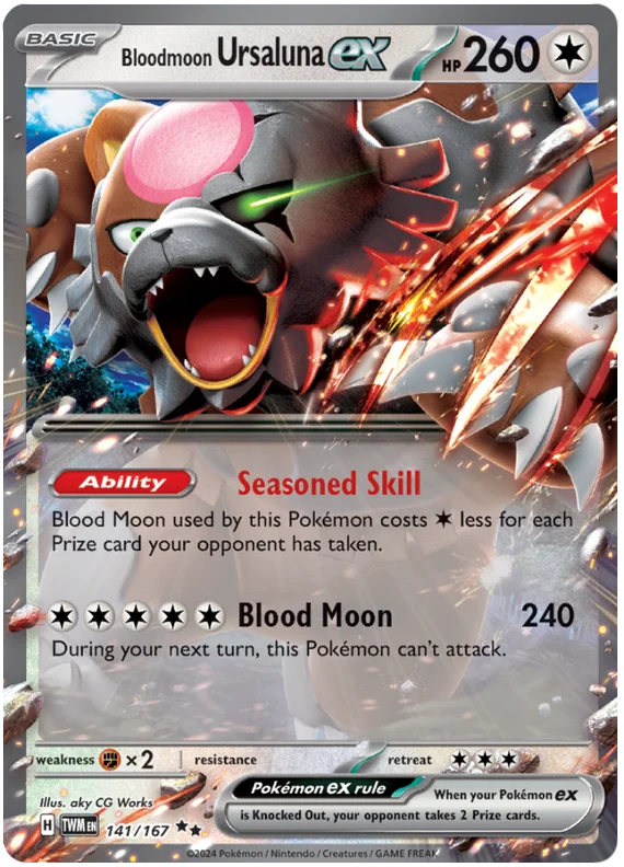 Bloodmoon Ursaluna ex Twilight Masquerade Pokemon Single 141/167