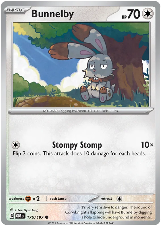 Bunnelby Obsidian Flames Single Pokemon Card