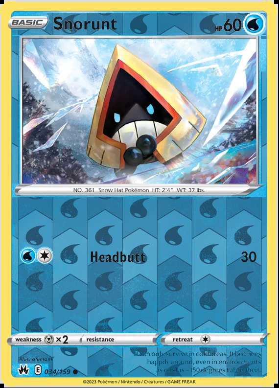 Snorunt 034/159, Crown Zenith, Reverse Holo finish, representative matte composite