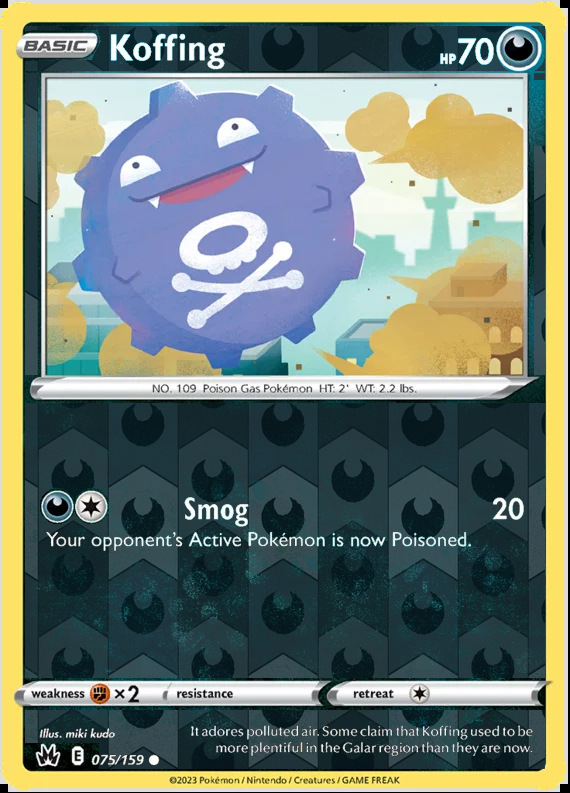 Koffing 075/159, Crown Zenith, Reverse Holo finish, representative matte composite