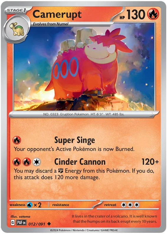 Camerupt Paldean Fates Pokemon Card Single 012/091