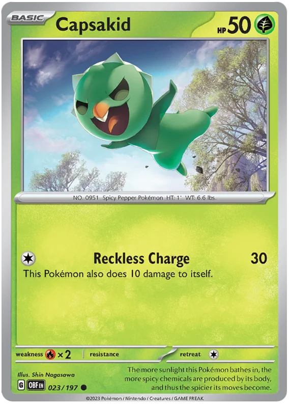 Capsakid 023 Obsidian Flames Single Pokemon Card