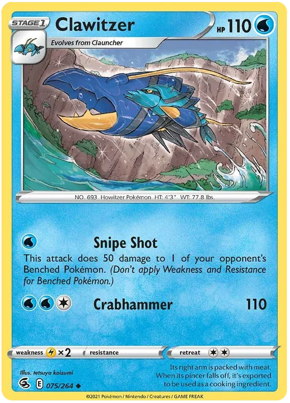 Clawitzer Fusion Strike Pokemon Card Singles 075/264
