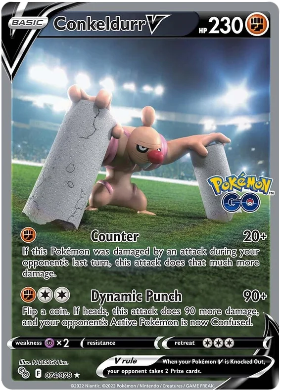 Conkeldurr V (Alt Art) Pokemon GO Card Singles 074/078