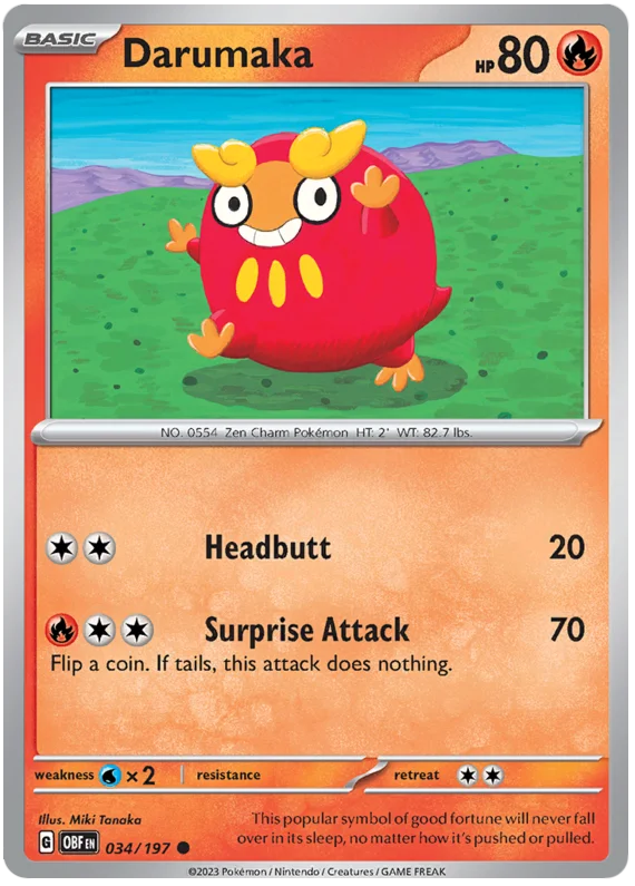Darumaka Obsidian Flames Single Pokemon Card