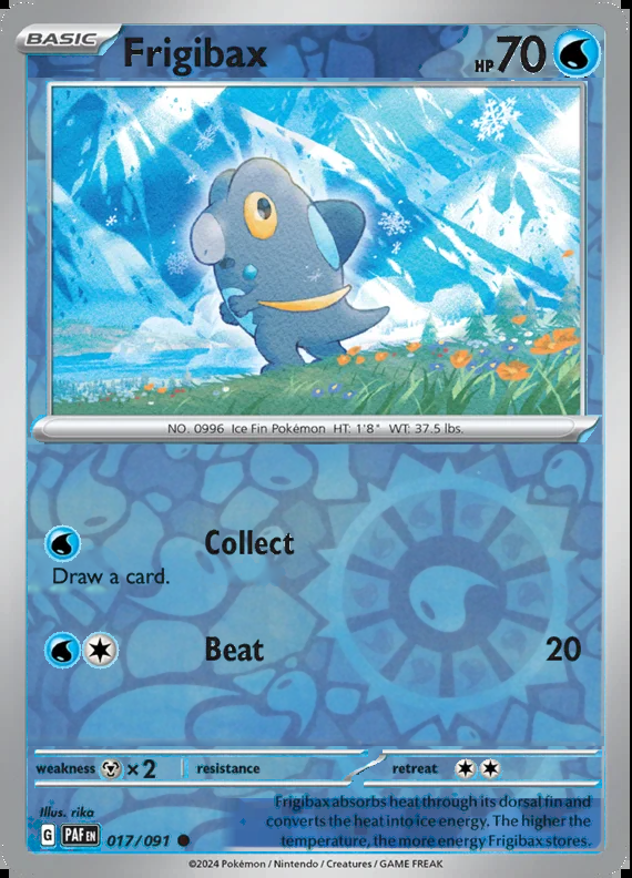 Frigibax 017/091, Paldean Fates, Reverse Holo, representative matte composite