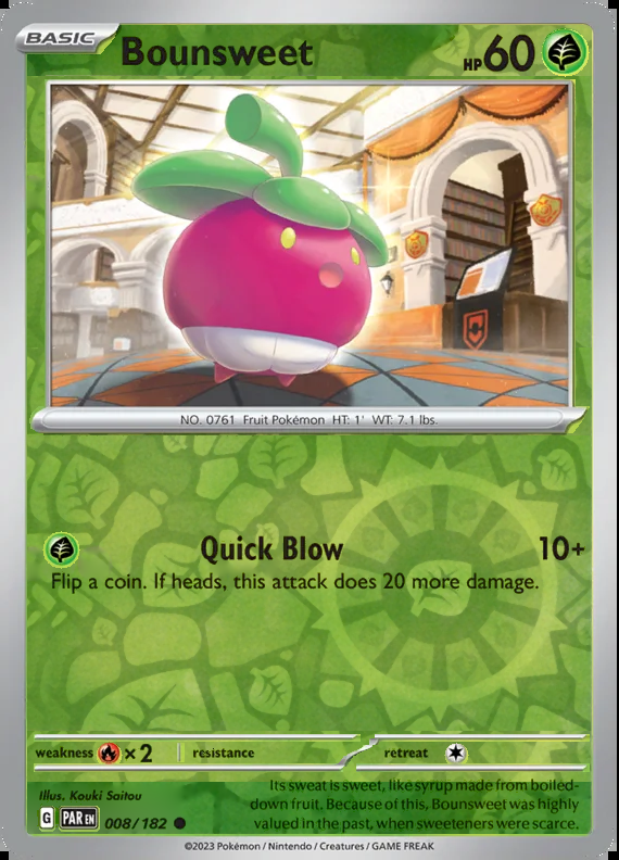 Bounsweet 008/182, Paradox Rift, Reverse Holo, representative matte composite