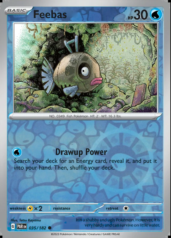 Feebas 035/182, Paradox Rift, Reverse Holo, representative matte composite