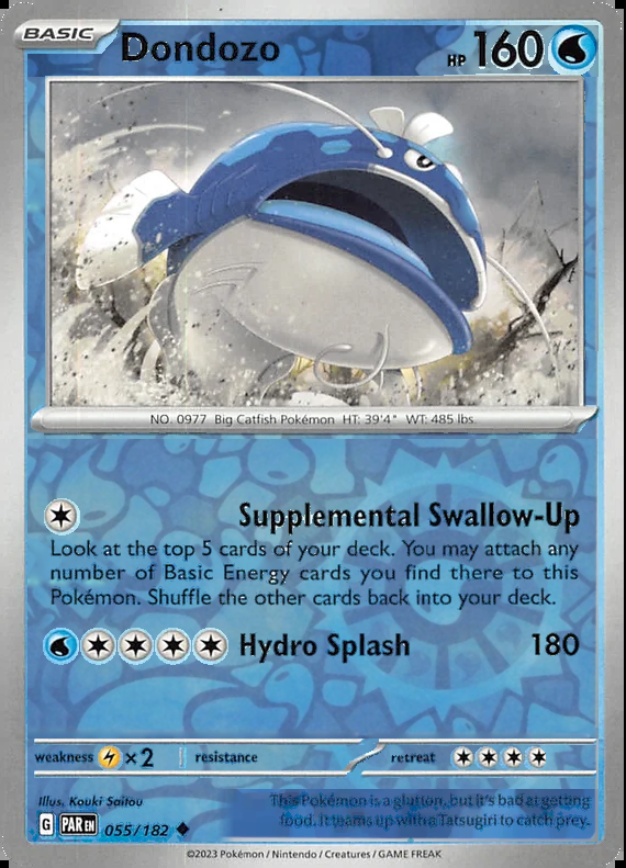 Dondozo 055/182, Paradox Rift, Reverse Holo, representative matte composite