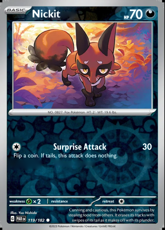 Nickit 119/182, Paradox Rift, Reverse Holo, representative matte composite
