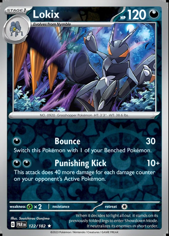 Lokix 122/182, Paradox Rift, Reverse Holo, representative matte composite