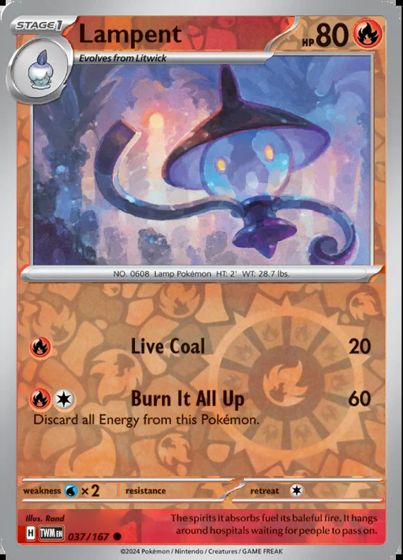 Lampent 037/167, Twilight Masquerade, Reverse Holo, representative matte composite