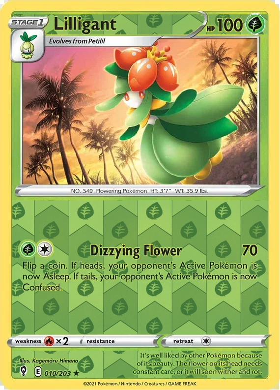 Lilligant 010/203 Evolving Skies Reverse Holo Grass pattern, representative matte composite image