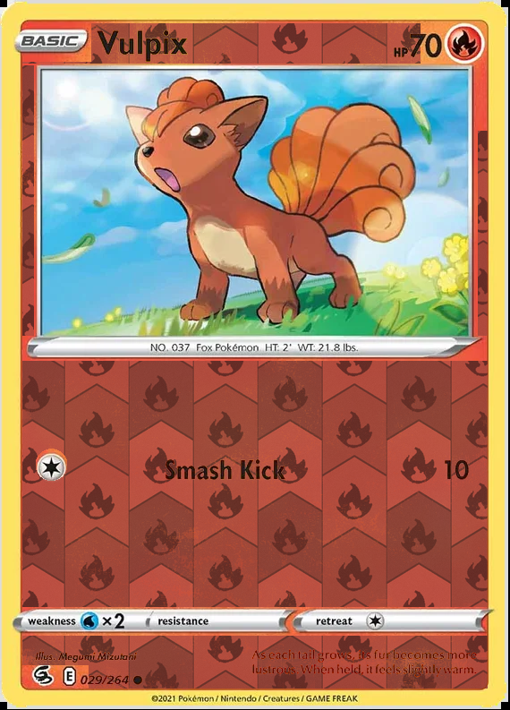 Vulpix 029/264, Fusion Strike, Reverse Holo finish, representative matte composite