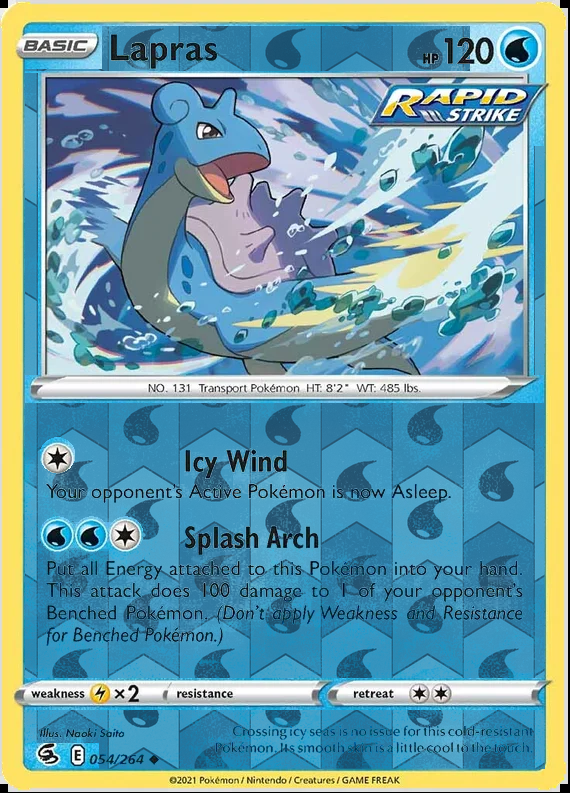 Lapras 054/264, Fusion Strike, Reverse Holo finish, representative matte composite
