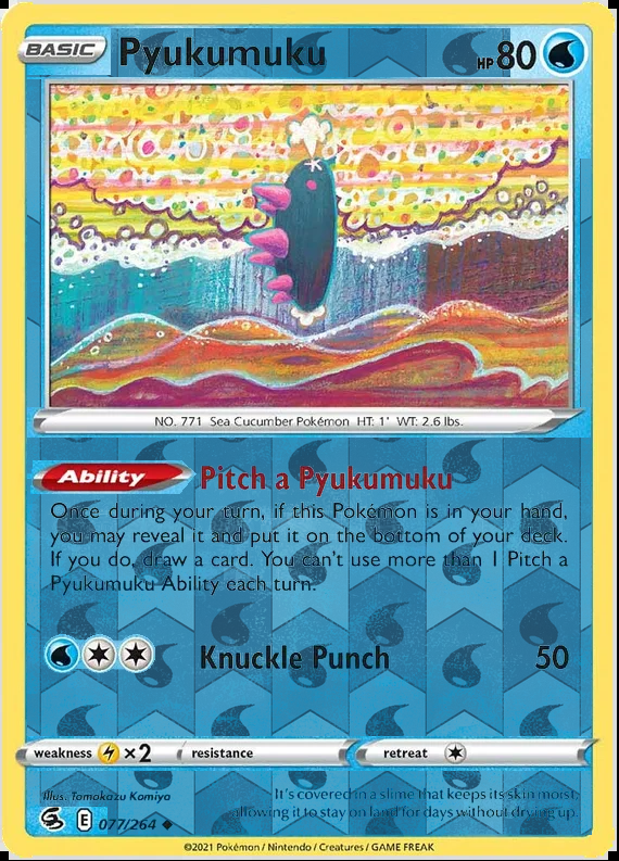 Pyukumuku 077/264, Fusion Strike, Reverse Holo finish, representative matte composite