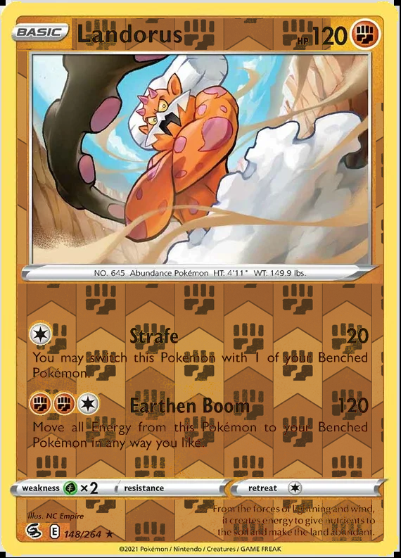 Landorus 148/264, Fusion Strike, Reverse Holo finish, representative matte composite