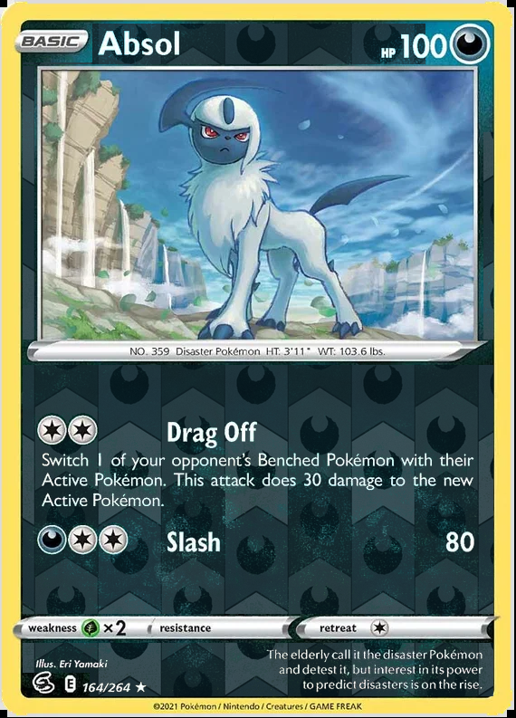 Absol 164/264, Fusion Strike, Reverse Holo finish, representative matte composite