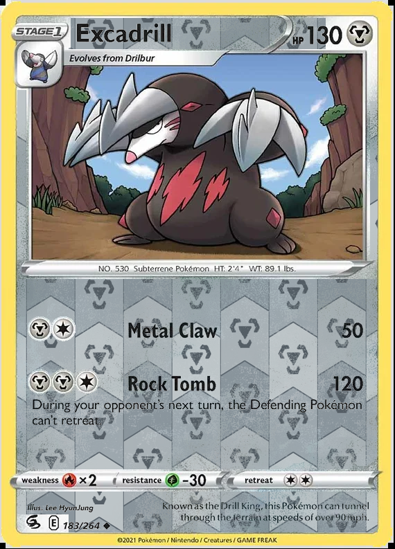 Excadrill 183/264, Fusion Strike, Reverse Holo finish, representative matte composite