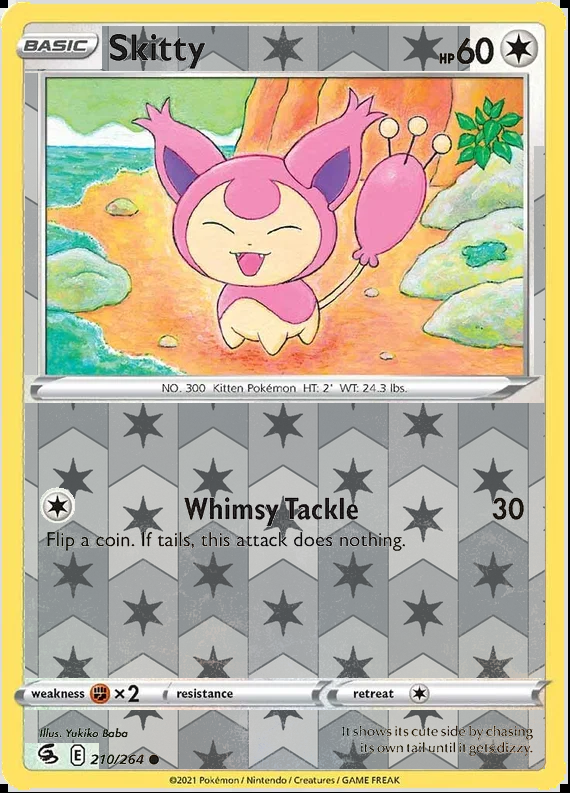 Skitty 210/264, Fusion Strike, Reverse Holo finish, representative matte composite