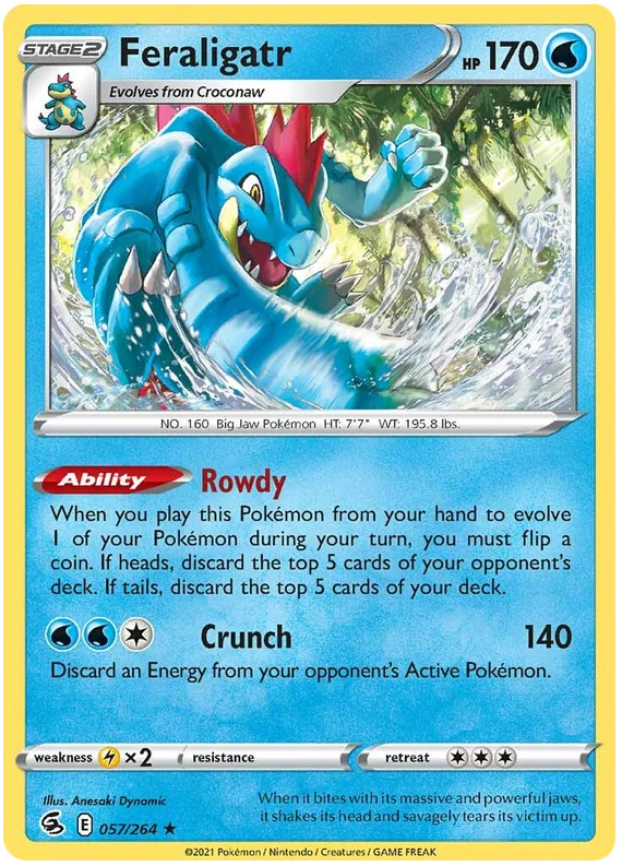 Feraligatr Fusion Strike Pokemon Card Singles 057/264